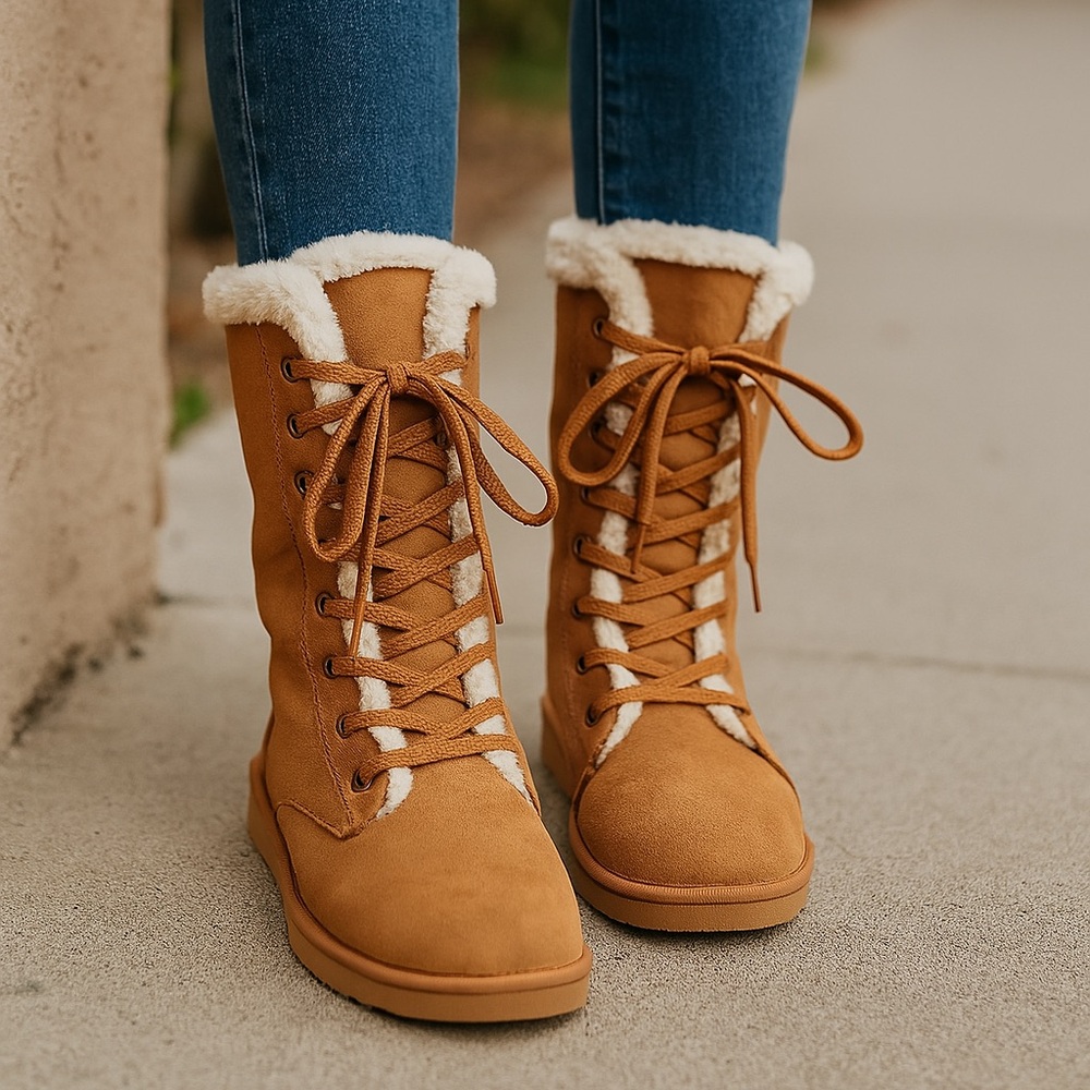 Tan Wool Fuzzy Camel Warm Boot